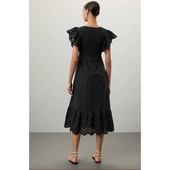 Rails Black Clementine Eyelet Midi Dress Sz XL - Picture 2 of 7